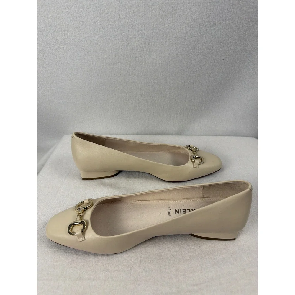 Anne Klein Arcora Cream Leather Horsebit iFlex Flats Loafer Classic Comfort